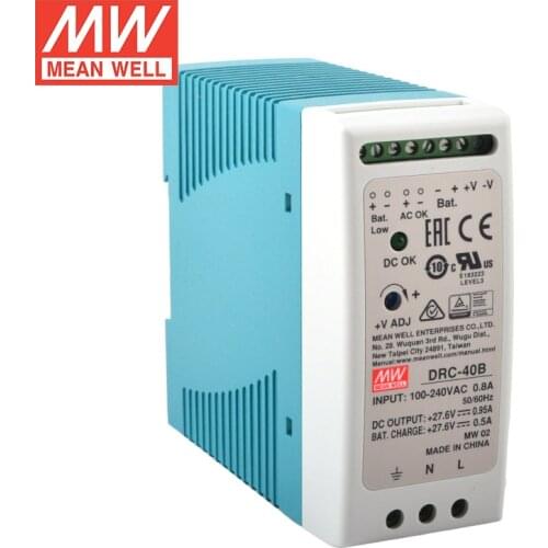 Mean Well DRC-40B 40W 27.6V 0.95A Floating Charging DC OK Din Rail Type UPS Security Switching Power Supply
