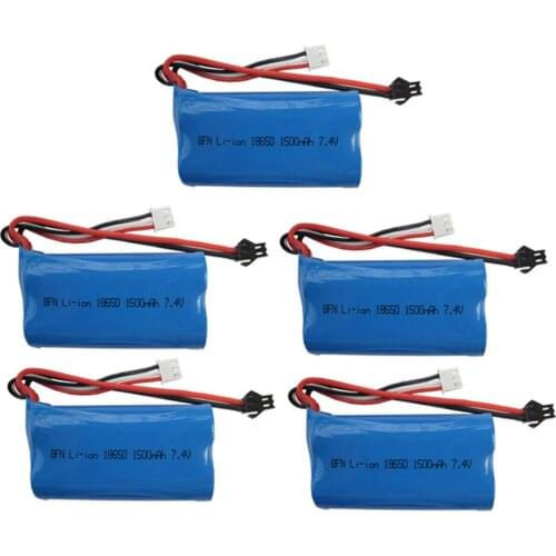 5pcs 7.4V 1500mAh Lipo battery For Udi U12A Syma S033g Q1 Tianke H100 7.4 Lipo Battery 18650 7.4 V 1500mah 15C SM Plug
