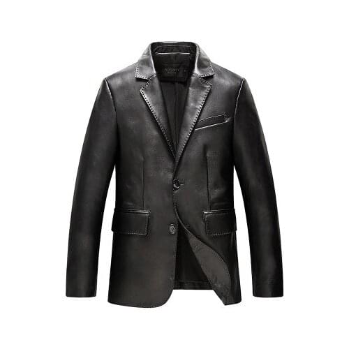 Top brand Suit Collar Men Sheep Leather Jacket high quality
