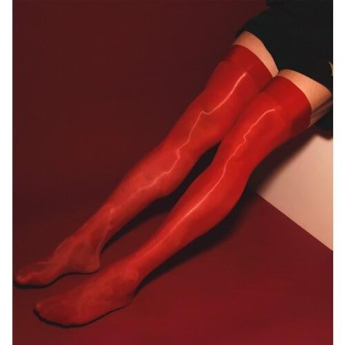 Mens Erotic Sexy Sock Hosiery See-through Stockings Glossy Thin Shiny Stockings Stretchy Lingerie Sheer Thigh High Socks