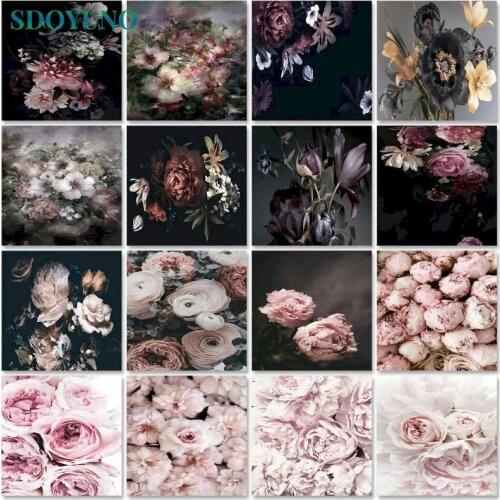 SDOYUNO Oil Painting By Numbers For Adults Rose 60x75cm DIY Paint By Numbers On Canvas Flowers Frameless Watercolor Home Decor