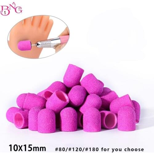 BNG 10*15mm 50pcs Purple Nail Sanding Caps Drill bit Grip Machine For Manicure Pedicure Nail Art Accessories Rubber Mandrel
