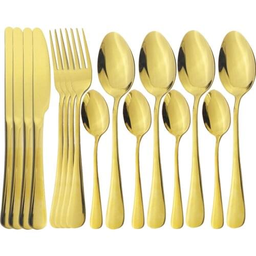 Gold Dinnerware Set Knife Fork Spoon Tableware Set Stainless Steel Dinner Set Rainbow Flatware Black Gold Cutlery Set Kitchen