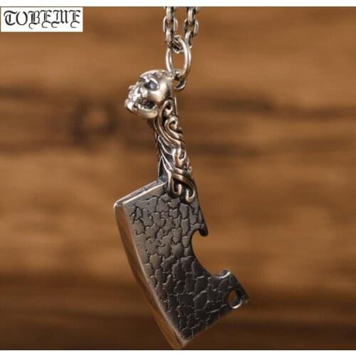 NEW 100% 925 Silver Skull-Knife Pendant Sterling Silver Skeleton Pendant Hiphop Rock Jewelry Man Pendant