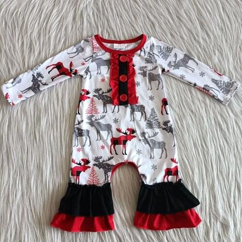New design cute baby girls fashion Christmas romper kids clothing wholesale Children clothes boutique toddler baby romper hot