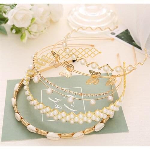 Fashion Multilayer Crystal Headband For Women Girls Hair Hoop Vintage Butterfly Shell Hairband New 2021 Hair Accessories Jewelry