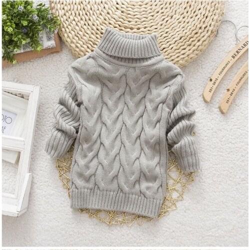 2T-8T pure color winter boy girl kid thick Knitted bottoming turtleneck shirts solid high collar pullover sweater