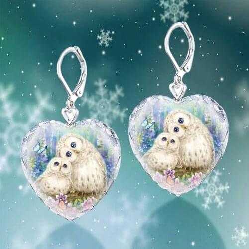 Owl Heart-Shaped Aesthetic Heart Necklace Cheap Accessories for Women Fashion Jewelry Vintage Pendant Necklace Crystal Jewelry