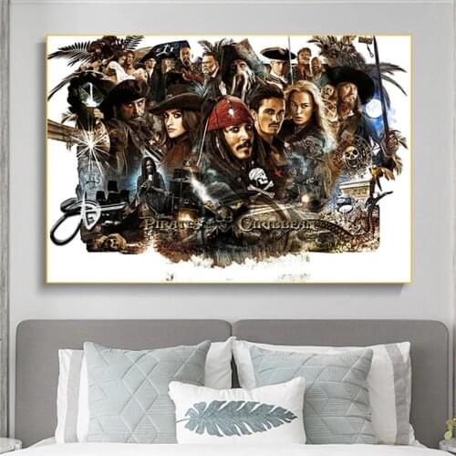 Pirates Of The Caribbean Character Collection Movie Posters And Prints Captain Jack Sparrow Canvas Painting Wall Art Decorative