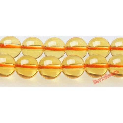 Fctory Price Natural Stone Smooth Yellow Quartz Loose Beads 16" Strand 6 8 10 12 MM Pick Size For Jewelry Making diy