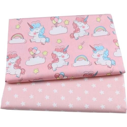 Syunss Diy Patchwork Cloth For Quilting Baby Cribs Cushions Dress Sewing Tissus Unicorn Stars Printed Twill Cotton Fabric Tecido