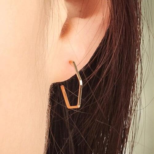 2pairs Hallow hexagon earrings for women Metal Geometric Earrings boucles d'oreilles pour les femme Simple Punk Earing Gifts