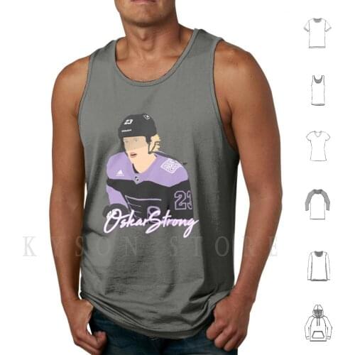 Oskar Strong Digital Drawing Design Tank Tops Vest 100% Cotton Oskar Lindblom Hockey Fights Cancer Ice Hockey