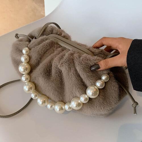 Clutch Bag Faux Fur Crossbody Bags for Women 2020 Winter Soft Small Shoulder Bag Branded Party Trend Handbags and Purses