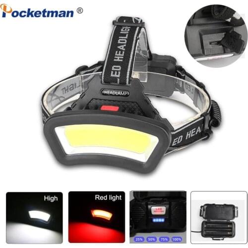 USB Rechargeable Headlight Super Bright COB LED Headlamp Use 18650 Battery Long Lighting Distance Torch Protable Flashlight