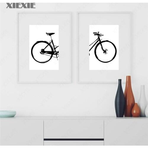 Bike Art and White Minimalist Painting Canvas Posters Living Room Scandinavian Wall Art Modular Bicycle Picture Home Decor