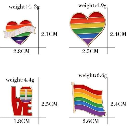 Pride Rainbow Flags Brooch Intersex Enamel Pins Cute Heart Gay Brooches Badge Denim Jackets Jewelry