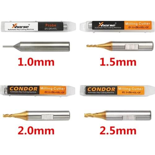 2pcs/lot Xhorse 1.0/1.5/2.0/2.5mm Tracer Probe and Milling Cutter for CONDOR XC-MINI/XC-002 /Dolphin Key Cutting Machine