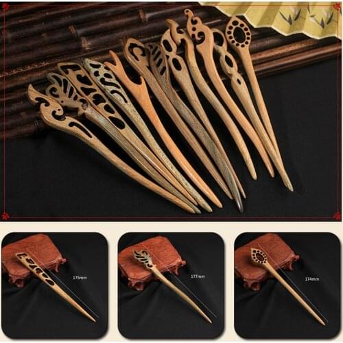 Green Sandalwood Hairpin Female Handmade Jewelry Vintage Hair Accessories Chinese Style Hair Stick Natural Wooden Hair Clasp