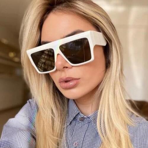 Square Sunglasses Women Vintage 2021 Trend Oversized Square Luxury Sunglasses Ladies Designer Flat Top Big Frame Glasses UV400