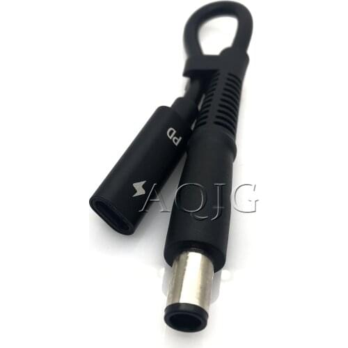 1PCS 7.4x5.0mm with Pin Jack to USB Type C PD Power Adapter Converter DC Plug Connector Cable Cord for HP/DELL Laptop Charger
