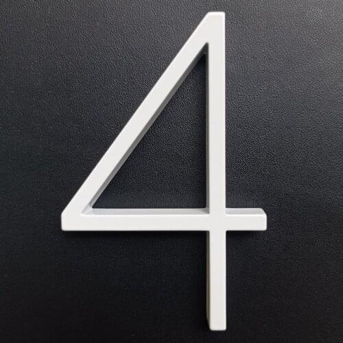 127mm White Floating Modern House Number White Door Home Address Numbers for House Digital Outdoor Sign Plates 5 In. #4