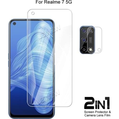 2 in 1 For Realme 7 5G Camera Lens Film & Screen Protector Guard Protective HD Tempered Glass Explosion Proof