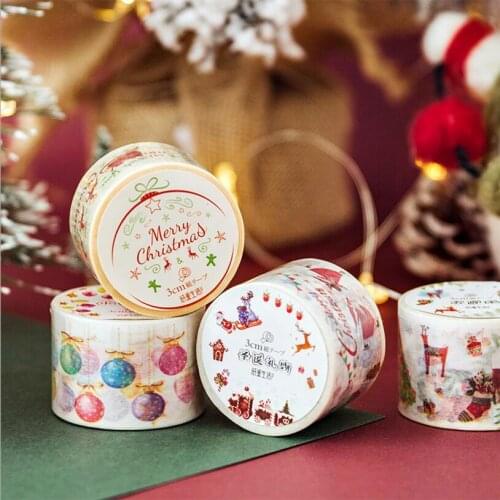 30 mm*5 m Merry Christmas Cartoon Decor Balloon Snowflake Elk Deer Tree Snowman Washi Tape DIY Scrapbooking Masking Tapes Xmas