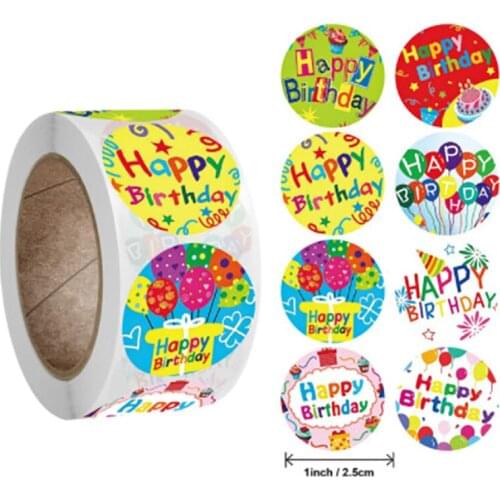 38pcs/pack Happy Birthday Decorative Paper Sticker Diy Gift Scrapbooking Stamp Cute Label Stickers Self Adhesive Stickers