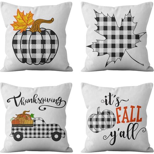 45*45cm Thanksgiving Pillow Covers Autumn Festival Decoration Pillow Cushion Plaid Pillow Covers Linen pillowcase