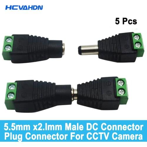 5 pairs/lot Led Connector Lighting Accessories 5.5x2.1mm DC Male Female Solderless for Led Power Supply Adapter and Strip