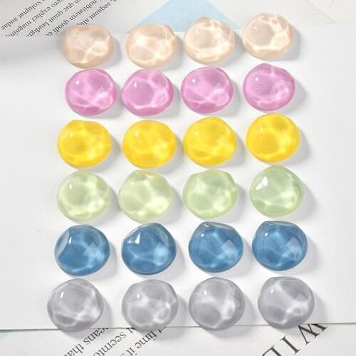 Summer style 50pcs/lot 20mm color print water ripple effect geometry rounds flatback beads diy jewelry earring accessory