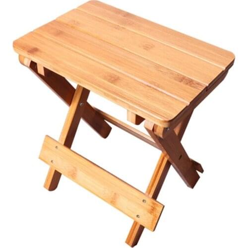 Bamboo folding stool portable household solid Bamboo taburet outdoor fishing chair small bench square stool