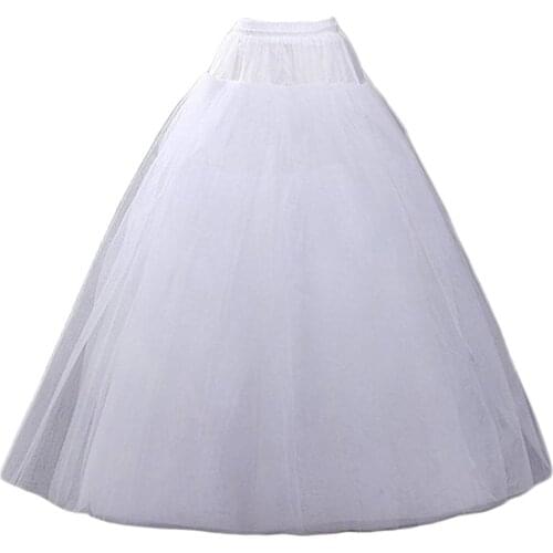 White 4 Layers Tulle A-Line Wedding Dresses Petticoat Crinoline Slips Underskirts Half Slips Skirt In Stock