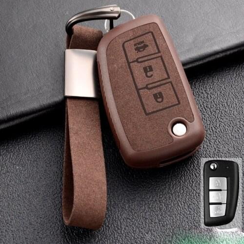 Tpu+Leather Car Key Case For Nissan Rogue 2014- 2018 2019 Cover Keyless Remote Fob Shell Skin Keyring Key Chain Holder Protector