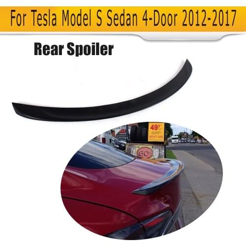 Black FRP Car rear Spoiler wing For Tesla Model S 60 70 75 85 90 D P85D P90D P100D Sedan 4 Door 2012-2017 Rear trunk wing