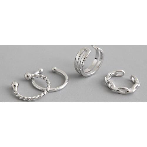 DAIWUJAN 100% 925 Sterling Silver Piercing Double-layer Chain Twisted Surface Gold Ear Cuff Clip Earrings for Women