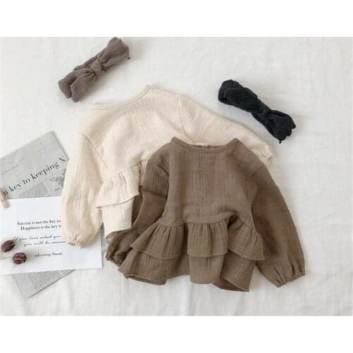 Children Girls blouse Pullover Cotton Soft Korea Japnese Style 2 Layers Layered Edge Soft Comfortable Kids Toddler Shirt Top