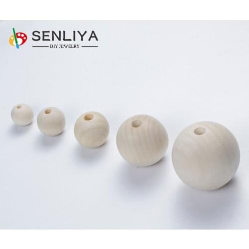 DIY 6-50mm Natural Wood Spacer Beads 1-500Pcs/Lot Eco-Friendly Wood Color Balls Lead-Free Baby Wooden Round Bead Wholesale