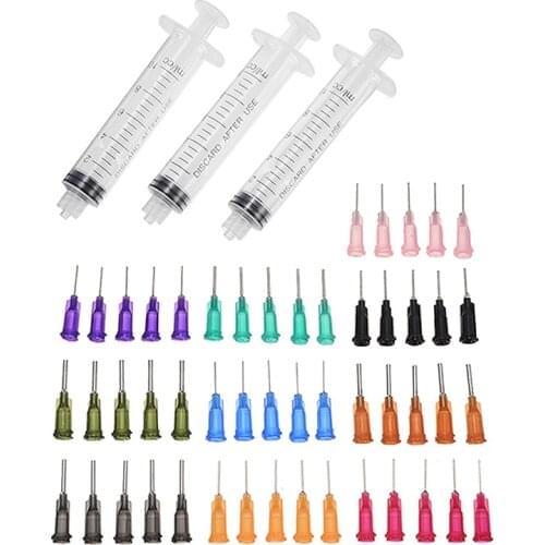10CC Dispensing Syringe SMT SMD PCB Solder Paste Adhesive Glue Liquid Dispenser With 50pcs Blunt End Tip 14-30GA Needles