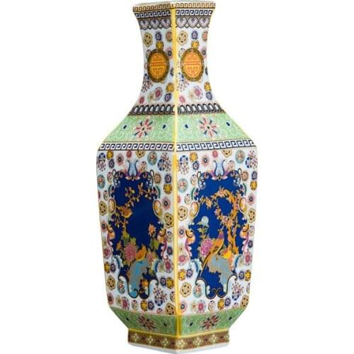 Antique Palace Enamel Vase Chinese Style Decoration Porcelain Flower Vase