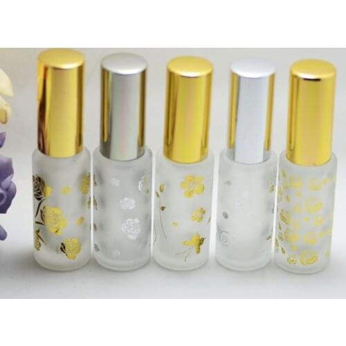 FX51TJ-15ML Matted Glass Gilt Perfume Spray Flower Butterfly Stamping Silver and Gold Bottle 100PCS/LOT