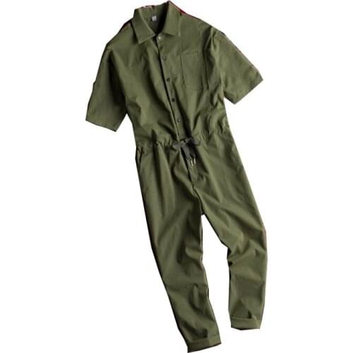 Mens Lapel Short Sleeve Jumpsuit Hip Hop Style Loose Street Casual Mens Comfortable Casual Pants