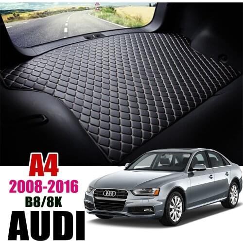 Leather Car Trunk Mat For Audi A4 B8 8K 2008-2016 Saloon Sedan A4L Trunk Boot Mat Liner Pad Cargo Pad Cargo Liner 2010 2012 2014