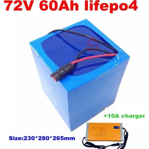 Lithium 72V 60Ah lifepo4 lifepo4 battery BMS 24S 76.8V deep cycle for 5000W 3500W bike scooter Motorcycle + 10A charger
