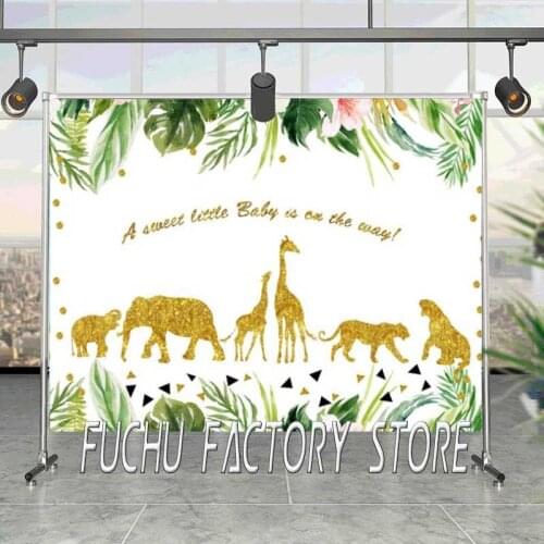 Cartoon Giraffe Leopard Elephant Tropical Rainforest Animal Background Boy Birthday Party Picture Photography Studio Backdrop