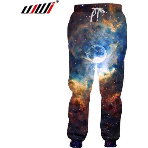 UJWI Sweat Pants 2019 Autumn Mens 3d Cool Print Galaxy Space Cloud Sweatpants Hombre Hip Hop Pants Full Length Elastic Joggers