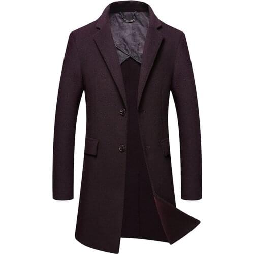 Brand Mens Winter Coat Double Sided Cashmere Leisure Slim Long Jacket Formal Woolen Coats Men Overcoat Lapel Business Wool Coat