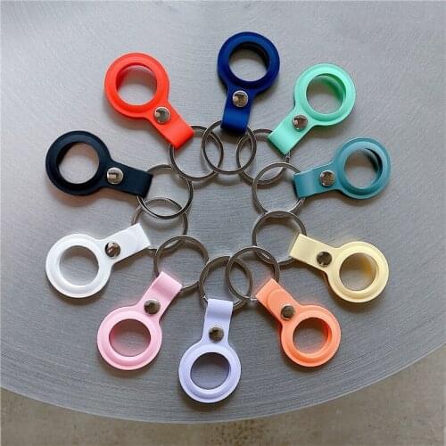 Soft Silicone Case For Apple Airtags Locator Tracker Protective Sleeve Anti-Lost Anti-Scratch Protect Cover With Keychain