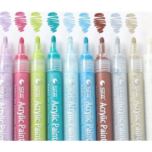 12 Color Set Acrylic Marker Pens Water-Based Colored Body Paint Markers Pen Diy Graffiti Fabric Canvas Glass Metal Shoes